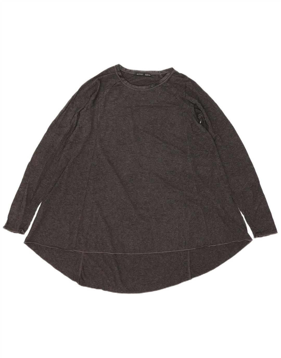 Top tunica a maniche lunghe da donna Zara UK 10 piccolo in viscosa grigia