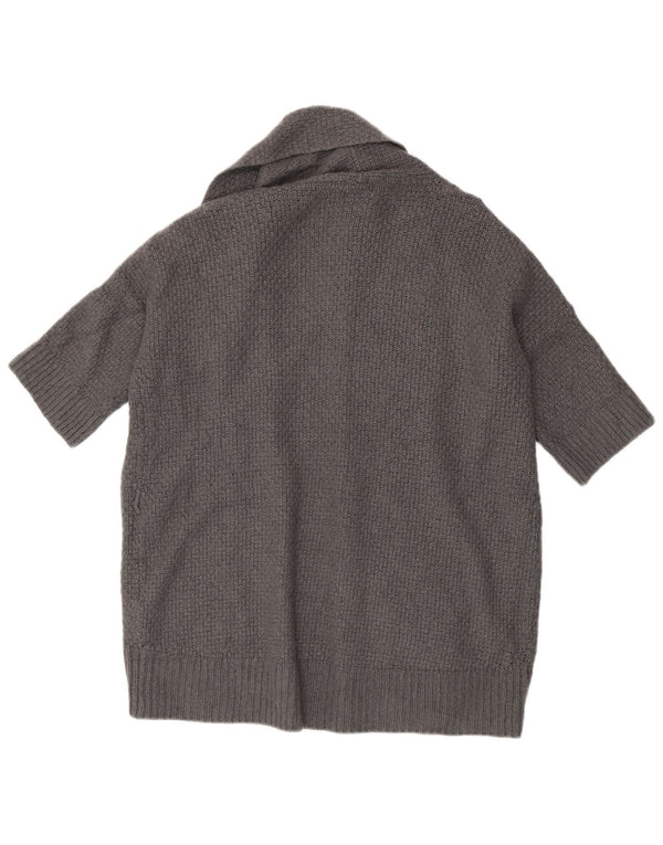 Massimo Dutti Maglione cardigan a maniche corte da donna UK 18 XL Lana grigia