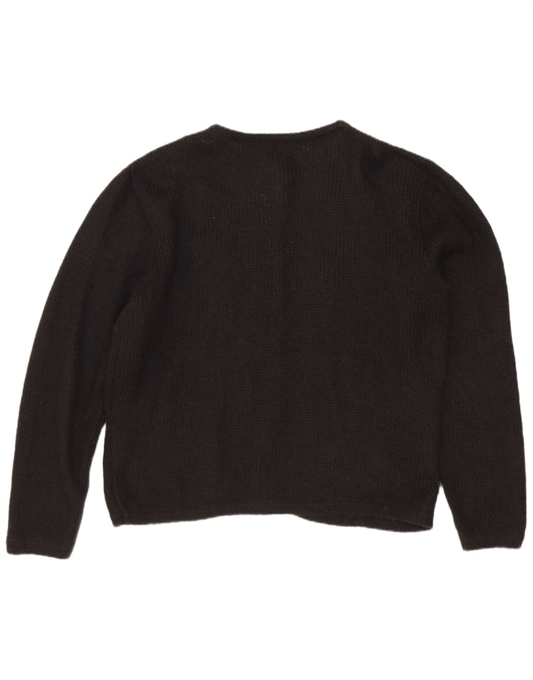Maglione cardigan da donna vintage UK 14 medio nero floreale