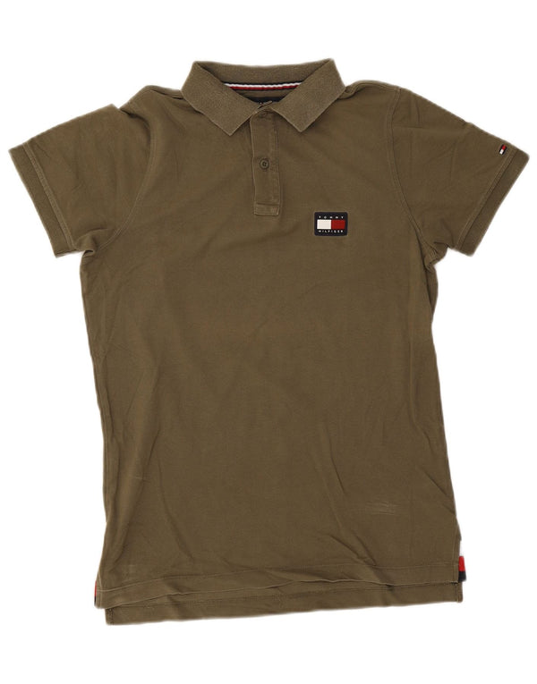 Polo slim fit da uomo Tommy Hilfiger XS in cotone kaki
