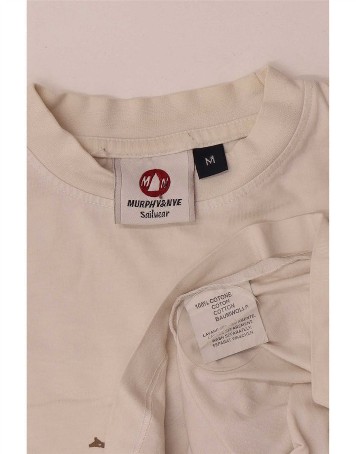 Murphy & Nye Top grafico da uomo a maniche lunghe in cotone bianco medio