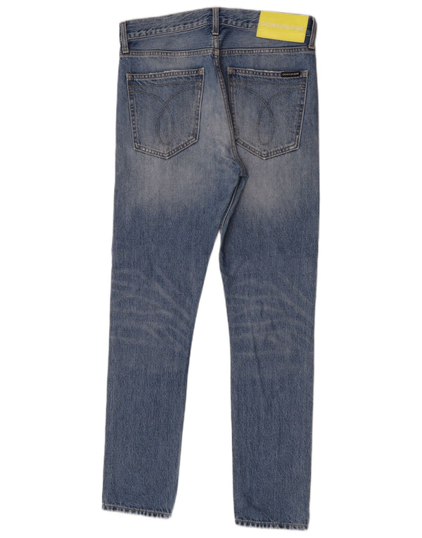 Jeans slim invecchiati da uomo Calvin Klein W29 L30 cotone blu