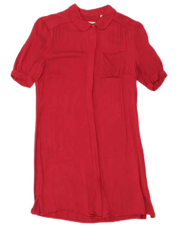 Abito chemisier a maniche corte da donna Jack Wills UK 8 piccolo in viscosa bordeaux