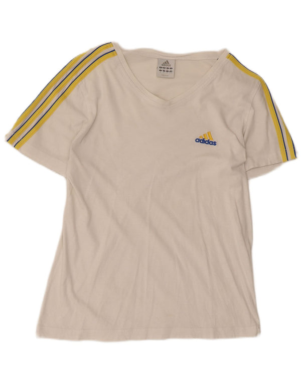 T-shirt da donna Adidas Top UK 18 XL in cotone color block bianco