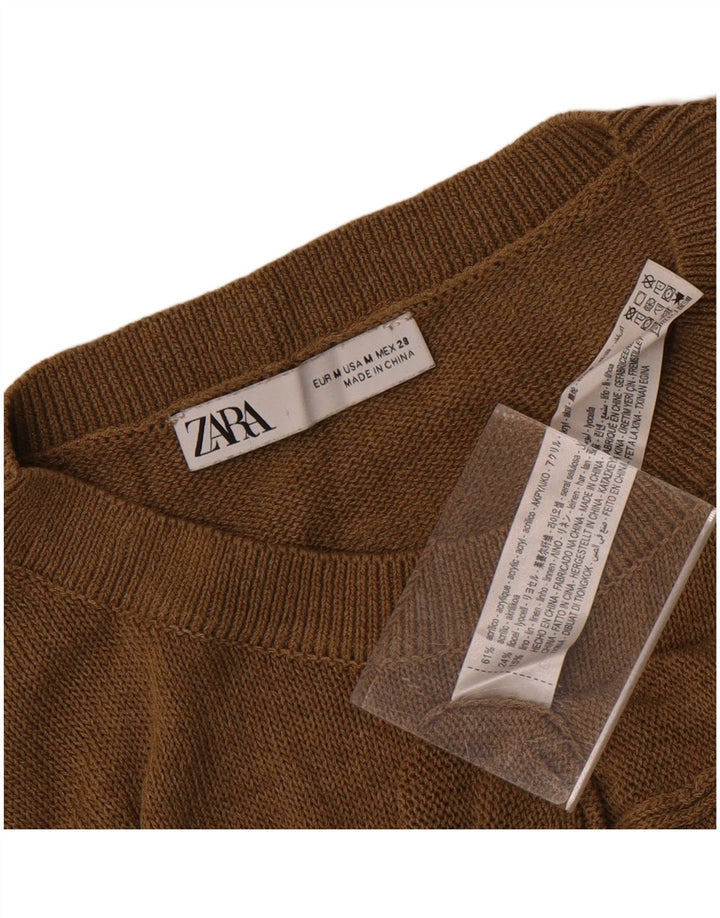 Canotta corta da donna Zara UK 14 Acrilico marrone medio