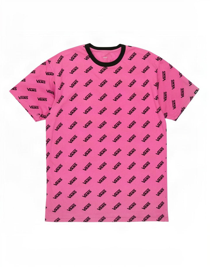 T-shirt grafica da uomo Vans grande in cotone rosa