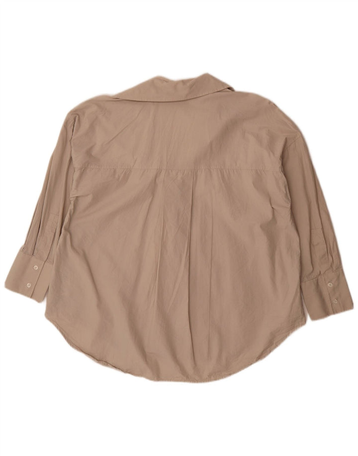 Camicia oversize con maniche a 3/4 da donna Zara UK 14 Cotone beige medio