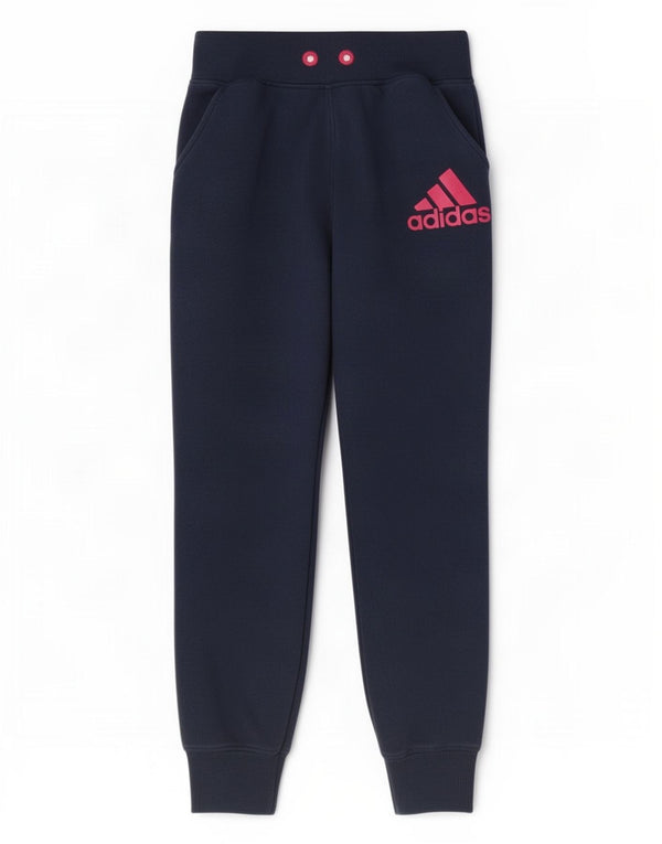 Adidas Pantaloni da tuta con grafica da donna Joggers UK 4/6 XS Blu Navy Cotone