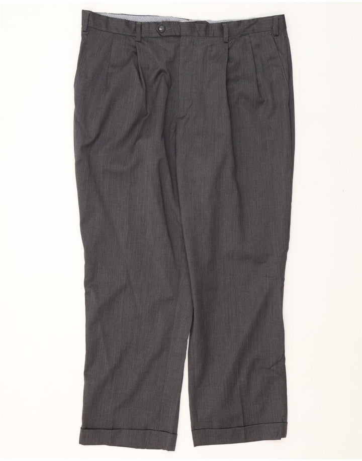 Pantaloni da abito con pegging da uomo IZOD W38 L29 in lana grigia