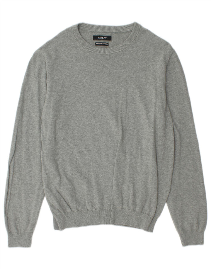 Maglione maglione con scollo a barca da donna Replay UK 14 Cotone grigio medio