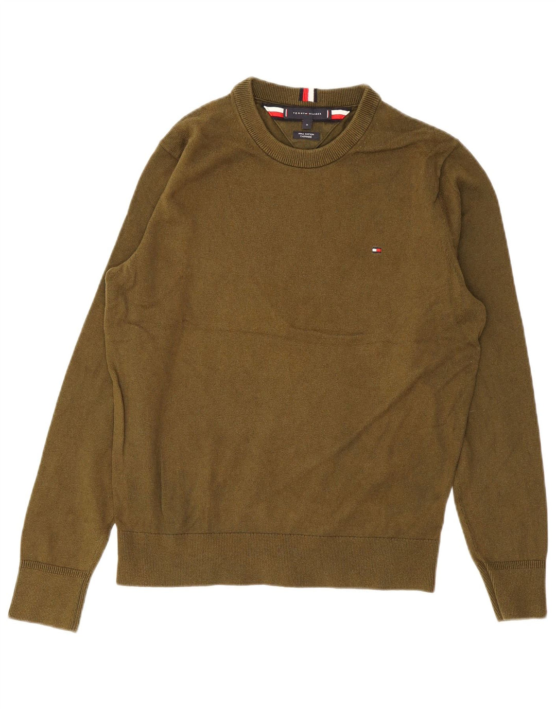 Maglione maglione girocollo da uomo Tommy Hilfiger cotone medio kaki