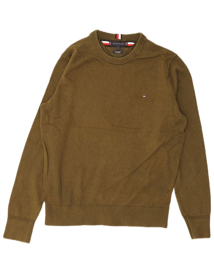 Maglione maglione girocollo da uomo Tommy Hilfiger cotone medio kaki