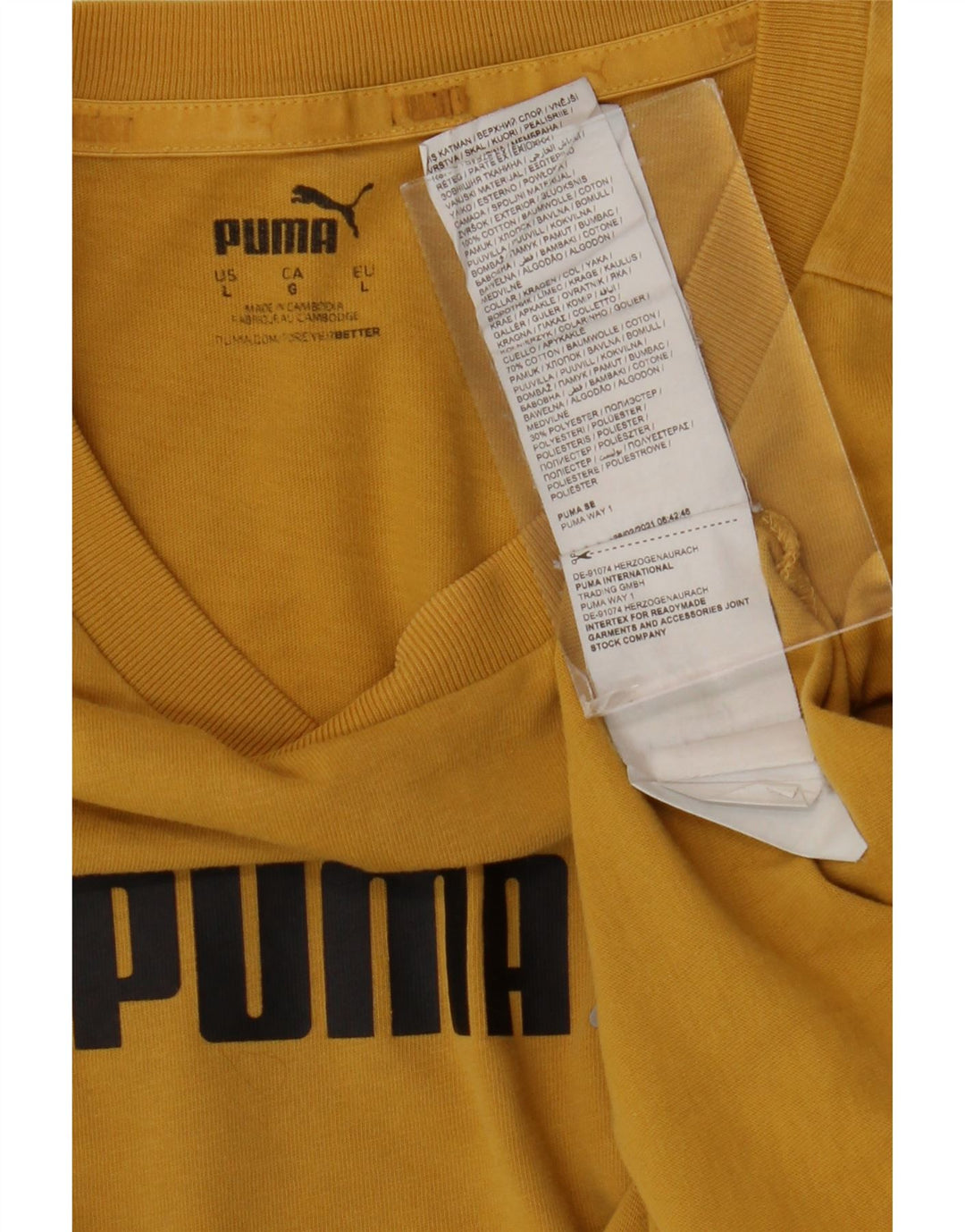 T-shirt grafica da uomo Puma Top grande in cotone giallo