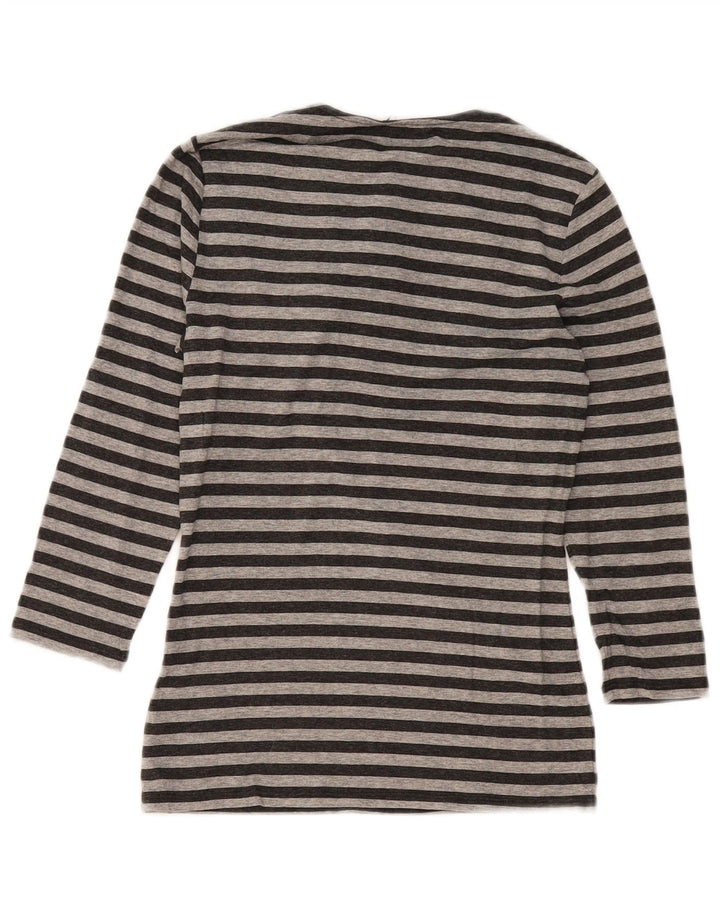 Top da donna Phase Eight con collo basso e maniche a 3/4 UK 10 piccolo grigio a righe