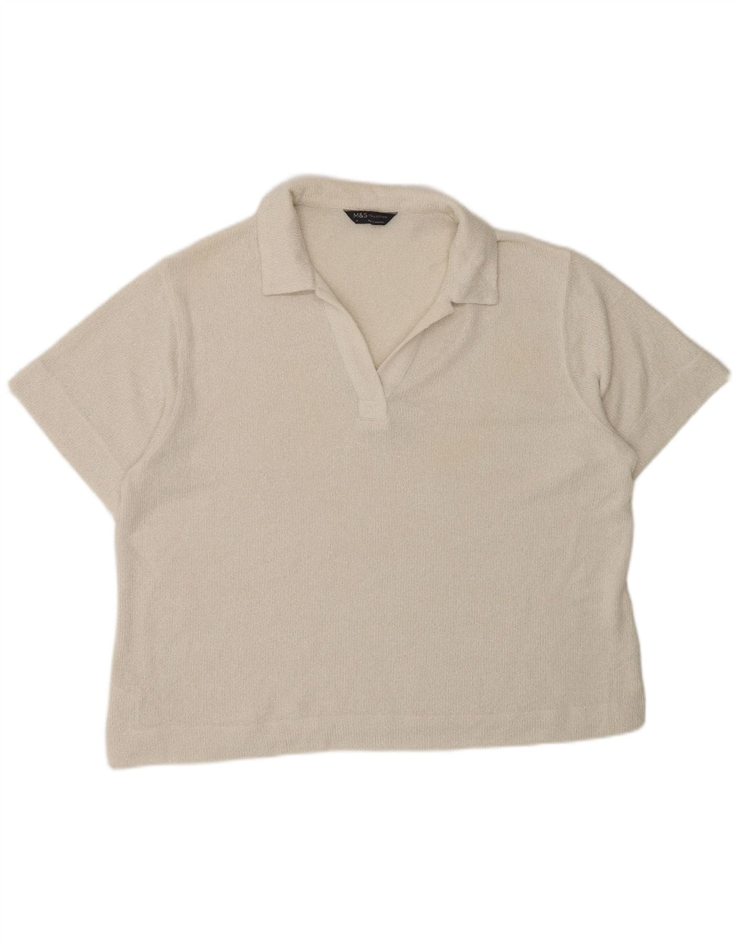 Polo da donna Marks & Spencer UK 16 grande poliestere bianco sporco