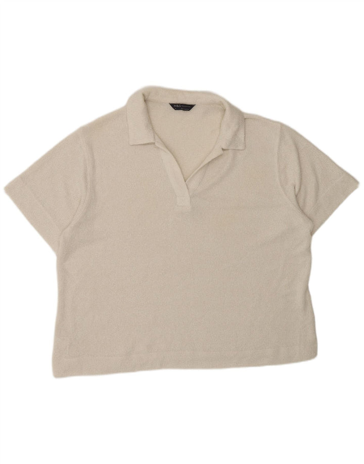 Polo da donna Marks & Spencer UK 16 grande poliestere bianco sporco