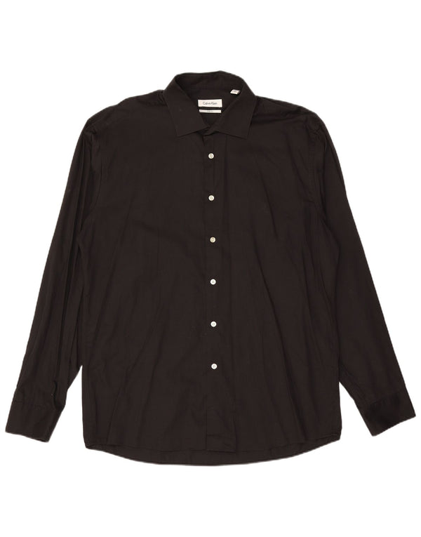 CALVIN KLEIN Camicia slim fit da uomo taglia 43 grande cotone nero