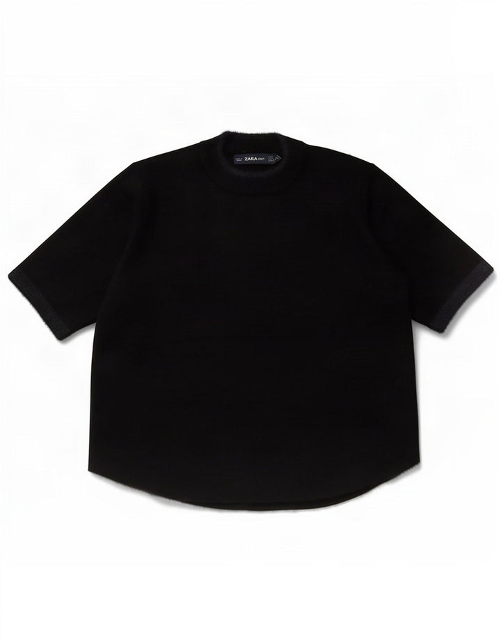 Top corto a maniche corte da donna Zara UK 10 piccolo nero