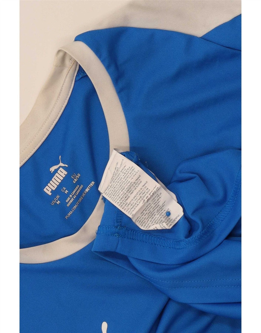 T-shirt Puma da uomo Top blu medio in poliestere color block