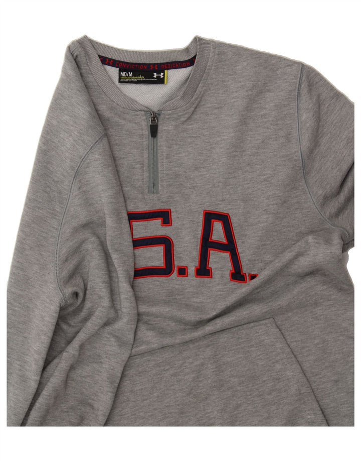 UNDER ARMOUR Mens Graphic Sweatshirt Jumper Medium Grey Cotton Vintage Under Armour and Second-Hand Under Armour from Messina Hembry 