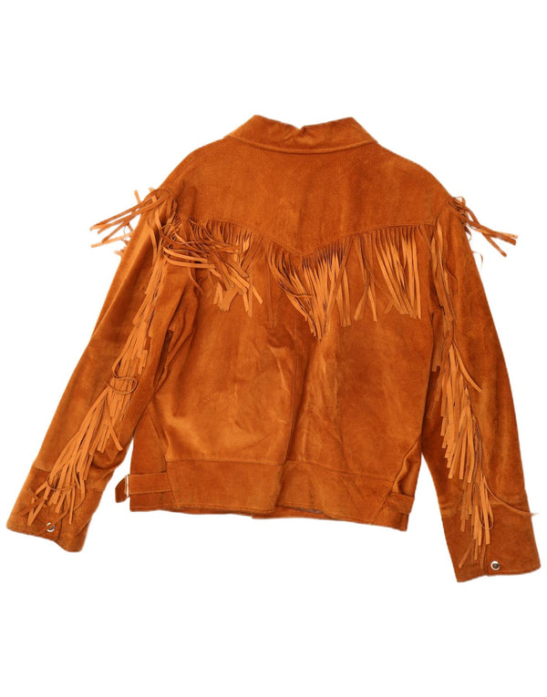 Giacca vintage in pelle scamosciata da uomo IT 50 grande marrone
