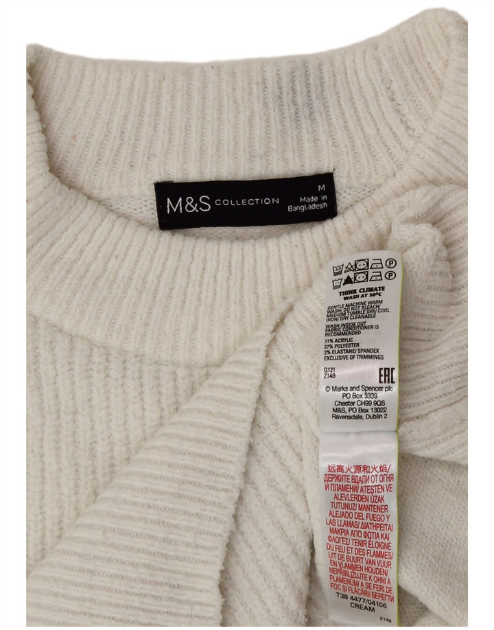 Maglione girocollo da donna Marks & Spencer UK 14 Acrilico bianco medio