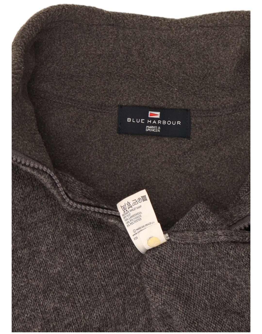 Maglione da uomo Marks & Spencer con collo con zip blu Harbour piccolo grigio