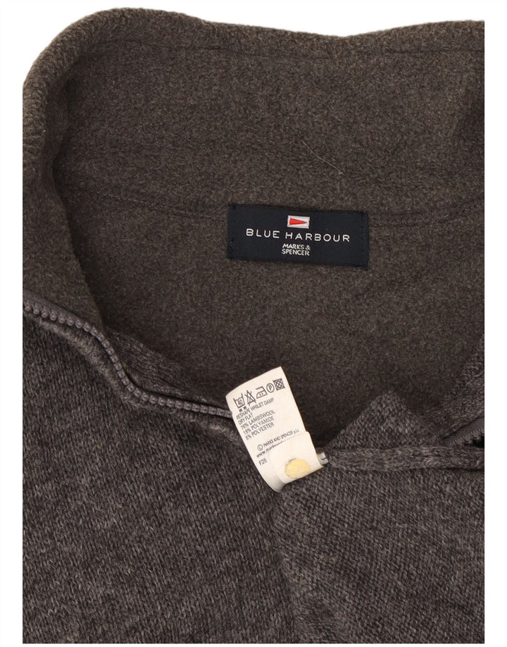 Maglione da uomo Marks & Spencer con collo con zip blu Harbour piccolo grigio