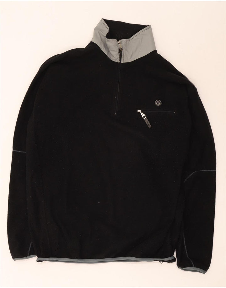 Maglione in pile da uomo North Sails con zip e collo XL in poliestere color block nero