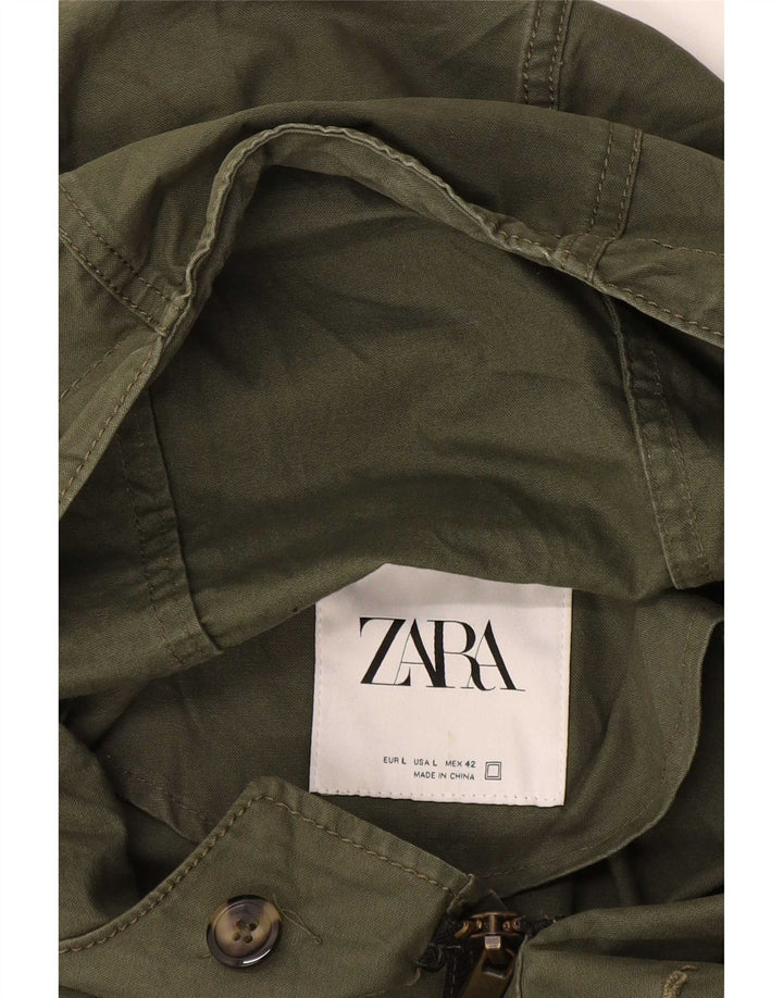 Giacca Parka con cappuccio da uomo Zara UK 40 grande color cachi