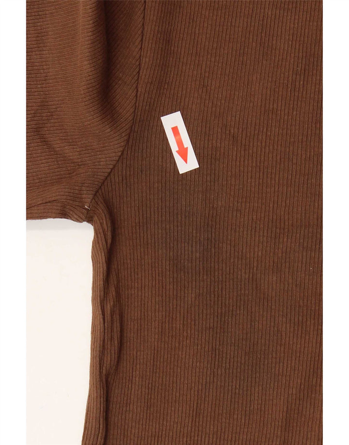 Top corto da donna Zara manica 3/4 UK 12 cotone marrone medio