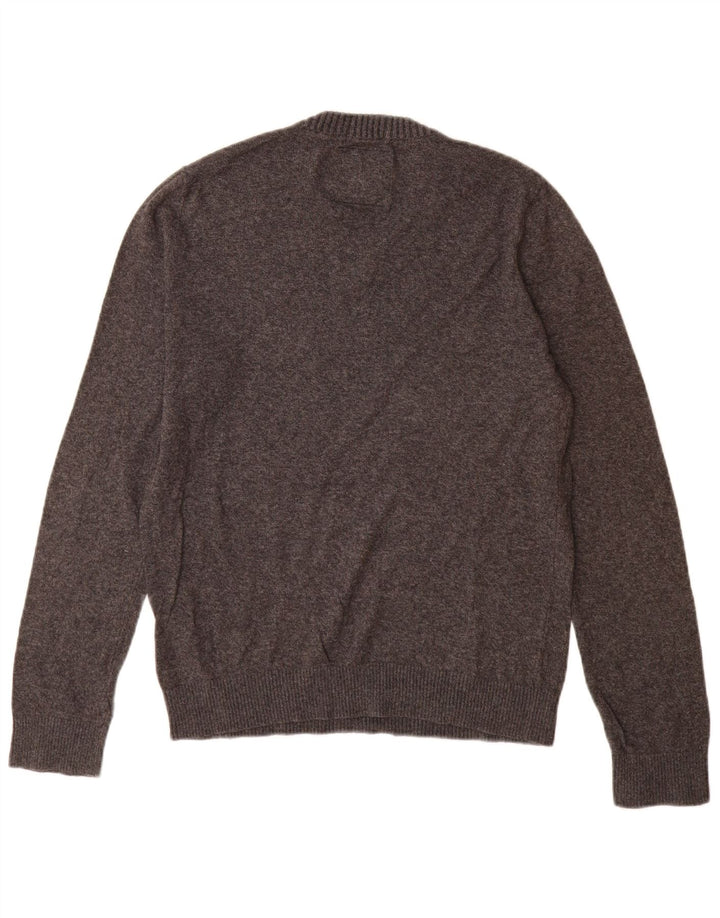 Maglione da uomo con scollo a V Abercrombie & Fitch in cotone grigio medio