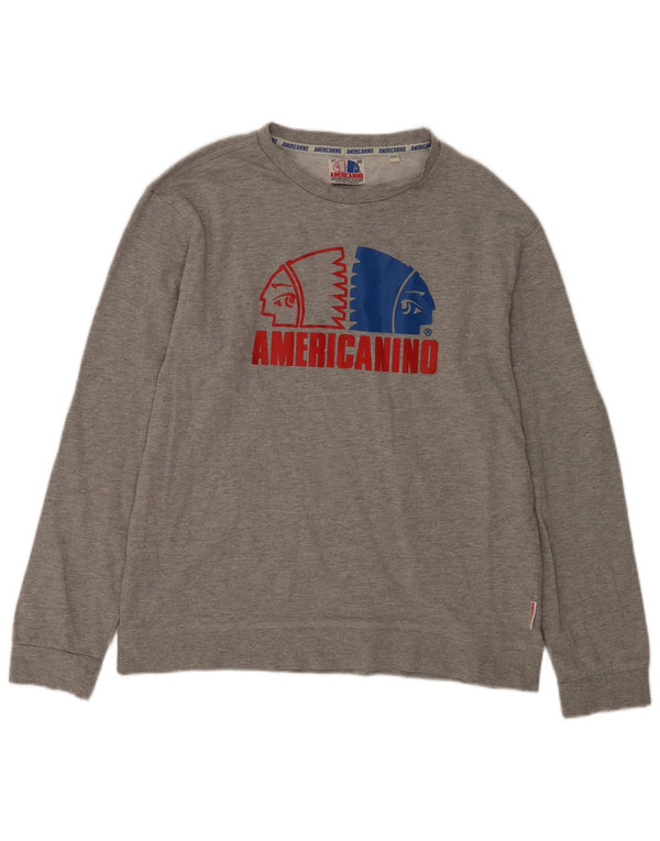 Felpa grafica da uomo Americanino Maglione 2XL Cotone chiazzato grigio