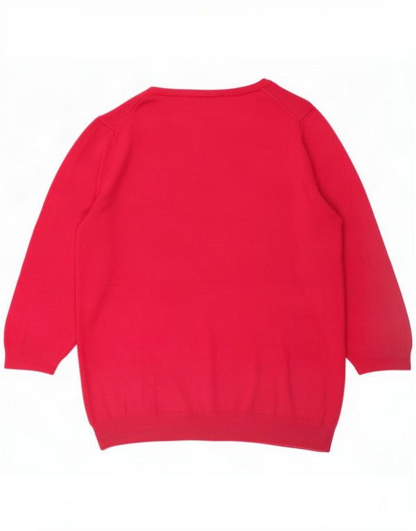 Marks & Spencer Maglione da donna con scollo a V e maniche a 3/4 UK 16 Large Rosa