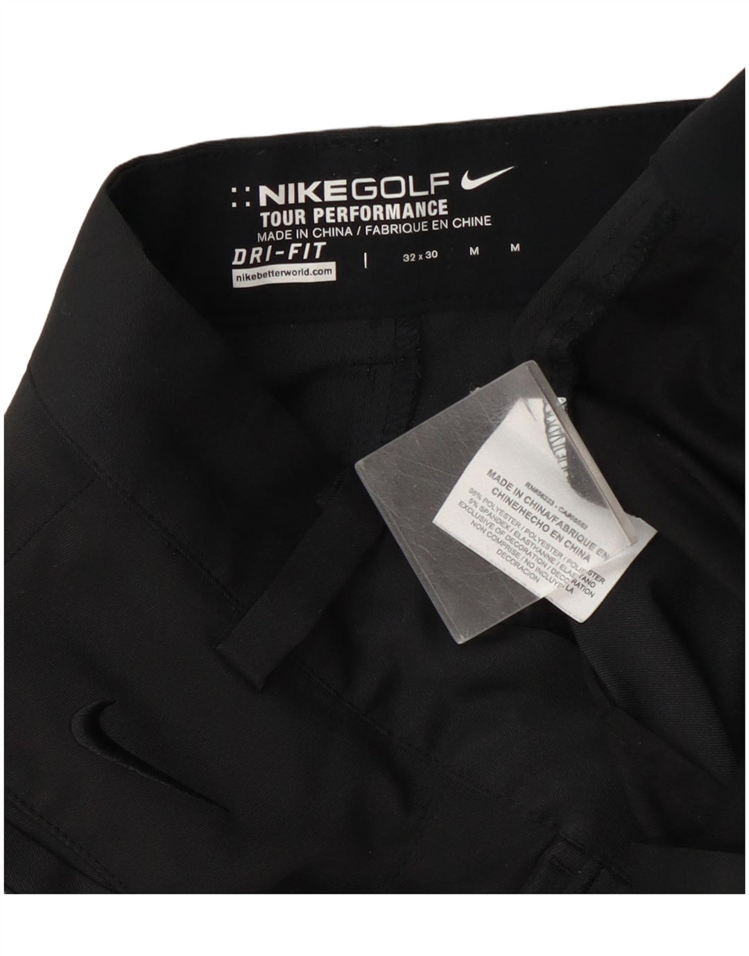 Pantaloni chino dritti da golf da uomo Nike W32 L30 poliestere nero