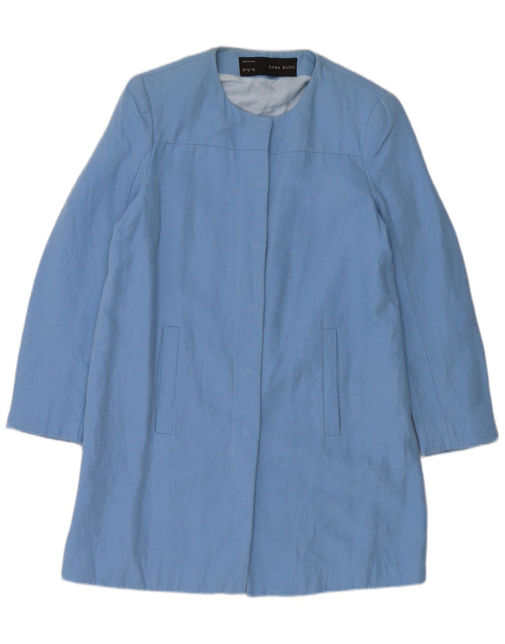 Soprabito da donna Zara UK 12 cotone blu medio