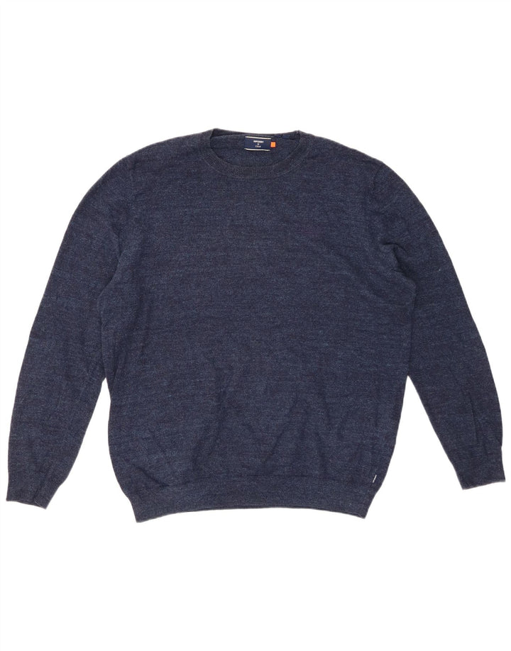 Maglione maglione girocollo da uomo SUPERDRY XL in cotone blu navy