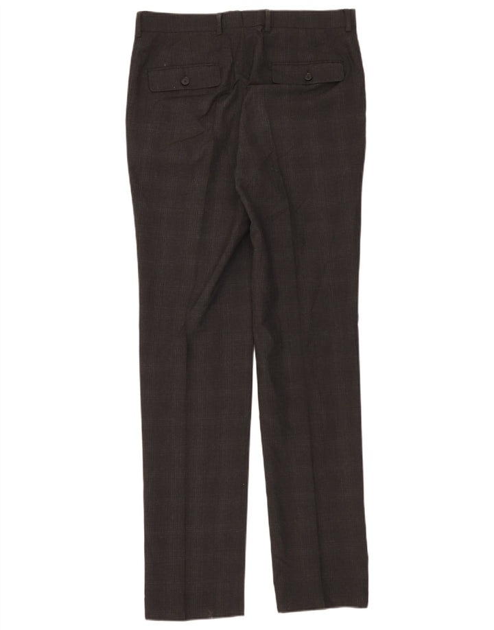Pantaloni da abito da uomo Marks & Spencer super slim fit W32 L33 a quadri grigi