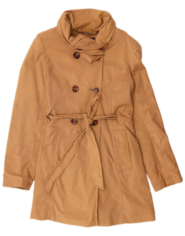 DKNY Womens Loose Fit Trench Coat UK 6 XS Beige Cotton