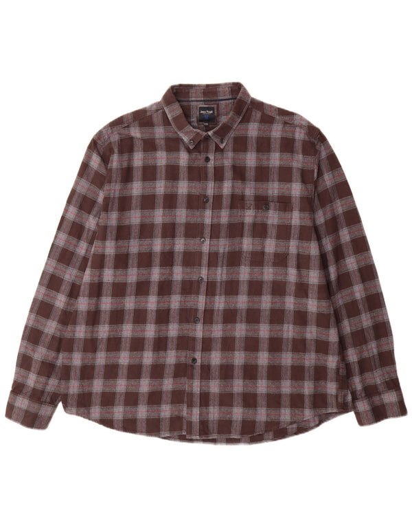 Camicia in flanella da uomo James Pringle 2XL cotone a quadri marrone