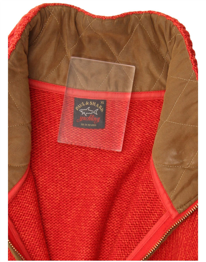 Maglione cardigan da uomo Paul & Shark XL rosso a blocchi di colore