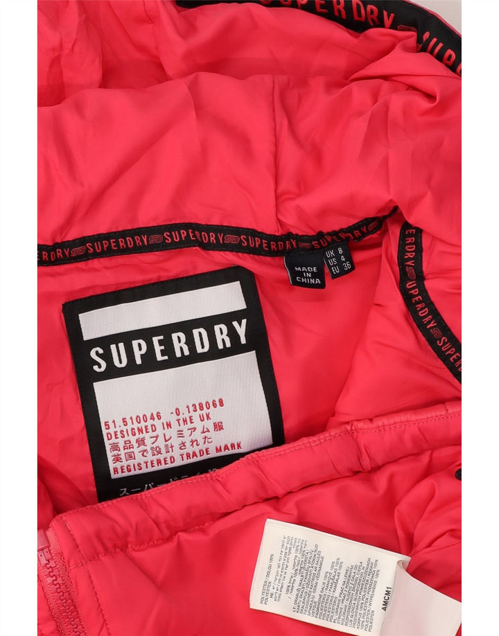 Giacca imbottita con cappuccio da donna Superdry UK 8 Small poliestere screziato rosa