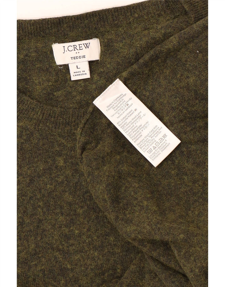 J. CREW Maglione da donna Teddie con scollo a barchetta UK 16 Grande verde screziato