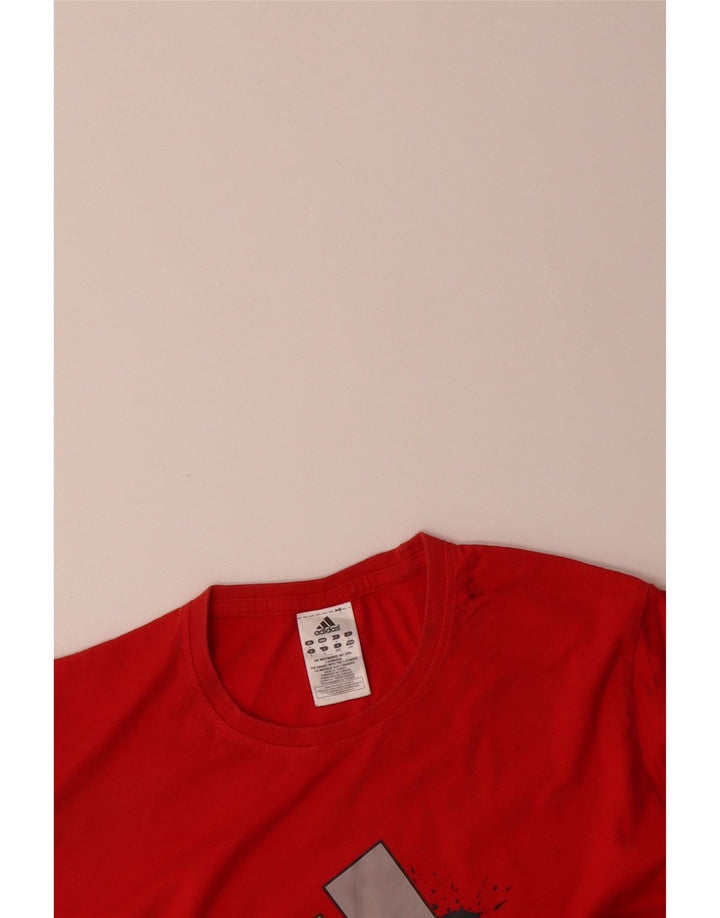 ADIDAS Mens Graphic T-Shirt Top Large Red Cotton