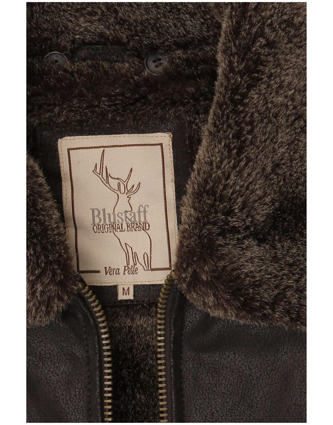 Giubbotto bomber in shearling da uomo Blustaff UK 38 in pelle marrone medio