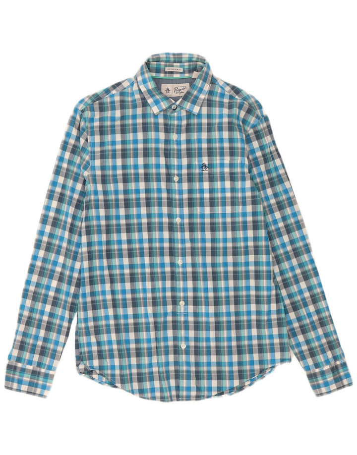 Camicia Penguin Heritage da uomo slim fit a quadri blu medio