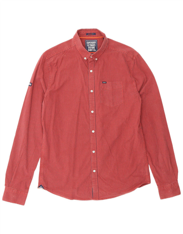 Camicia da uomo dalla vestibilità regolare SUPERDRY in cotone a quadretti rosso medio