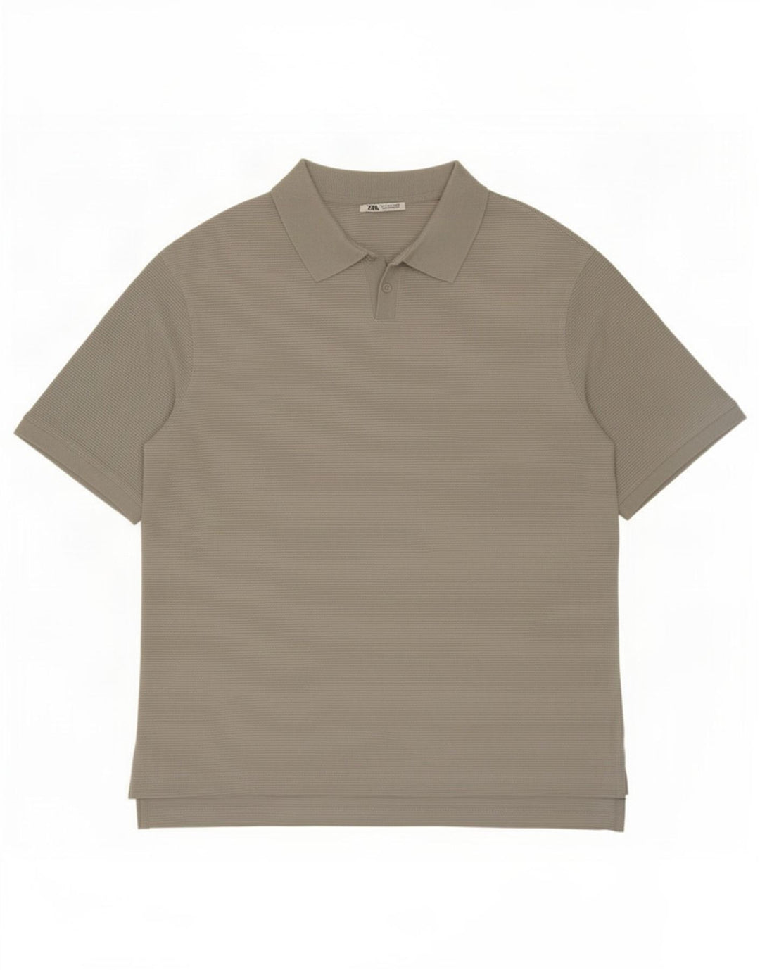 Polo Zara da uomo grande in cotone gessato grigio