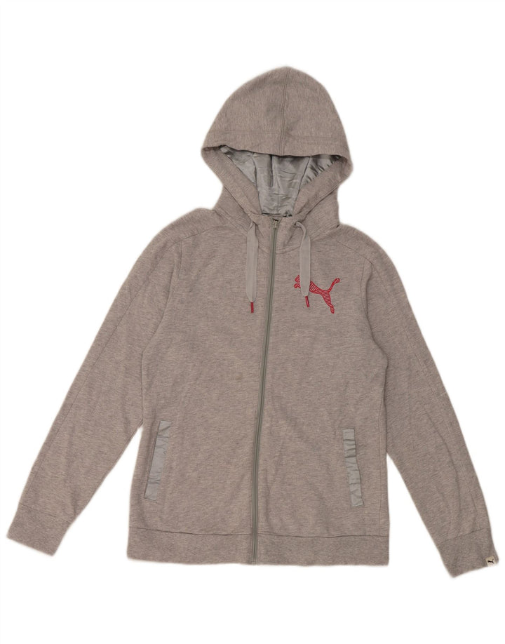 Maglione con cappuccio e zip da donna Puma UK 12 Cotone grigio medio