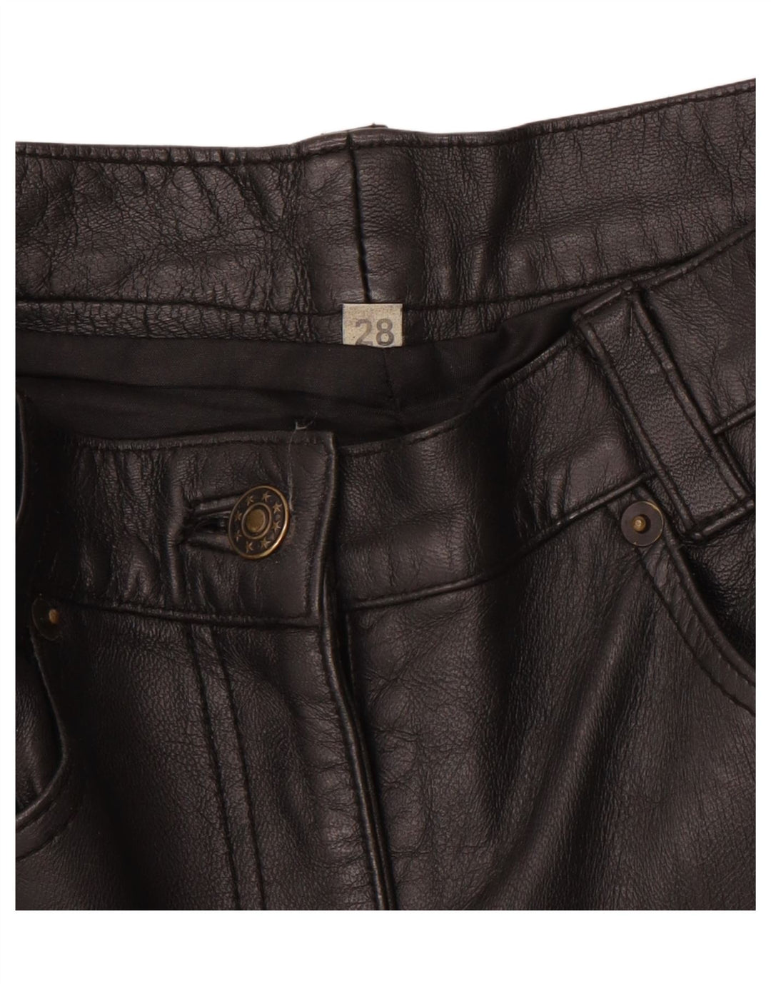 Pantaloni slim in pelle da donna VINTAGE W28 L30 neri